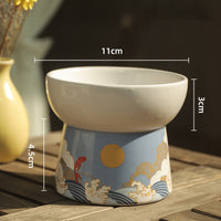 HKM-2693949 Anti-overturning High Foot Ceramic Cat and Dog Bowl ¨C Sunset Afterglow Color Options
