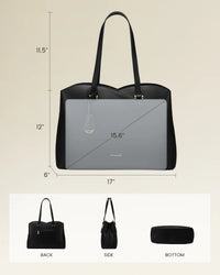 HKM-269395 Trendy 15.6in PU Shoulder Bag for Women - Stylish Luxury Tote Handbag