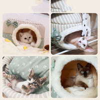 HKM-2694205 Universal Cat House for Autumn and Winter - Cozy Enclosed Kennel for Cats, Two-in-One Design, Multiple Sizes Available