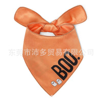 HKM-2695357 Halloween Triangle Dog Saliva Towel - Double Layer Polyester with Bat, Skull, and Pumpkin Designs