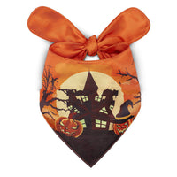 HKM-2695357 Halloween Triangle Dog Saliva Towel - Double Layer Polyester with Bat, Skull, and Pumpkin Designs