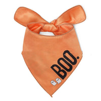 HKM-2695357 Halloween Triangle Dog Saliva Towel - Double Layer Polyester with Bat, Skull, and Pumpkin Designs