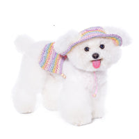 HKM-2697021 Woven Sun Hat for Small Dogs, Perfect for Yorkshire and Bichon in Casual Summer Style