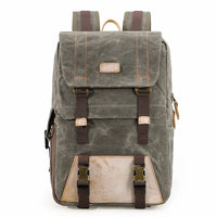 HKM-269715 Vintage Waterproof Waxed Canvas Camera Backpack in Green, Khaki, Dark Grey