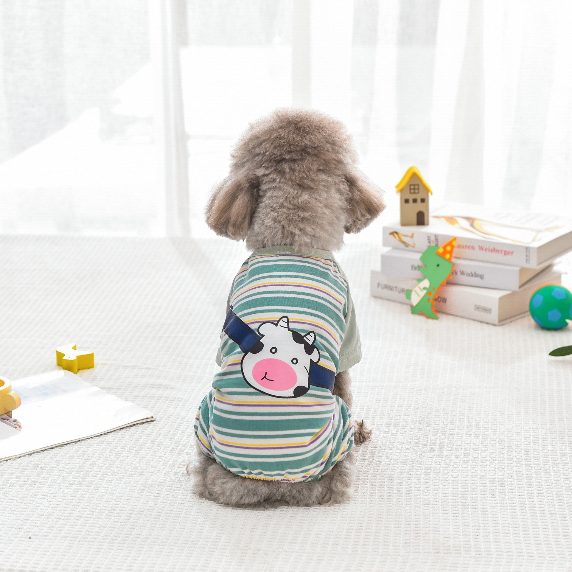 HKM-2698301 Striped Four-Leg Pet Dog Clothes in Orange and Green ¨C Casual Style for All Sizes