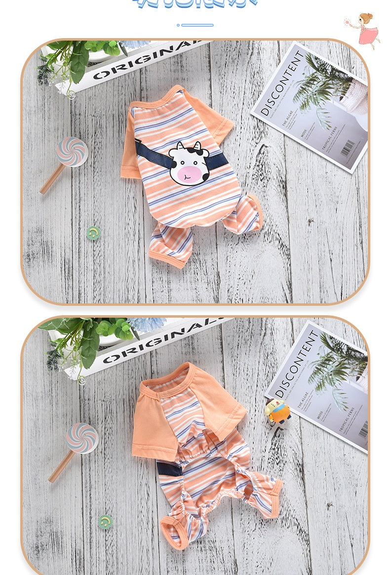 HKM-2698301 Striped Four-Leg Pet Dog Clothes in Orange and Green ¨C Casual Style for All Sizes