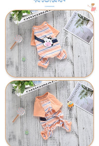 HKM-2698301 Striped Four-Leg Pet Dog Clothes in Orange and Green ¨C Casual Style for All Sizes