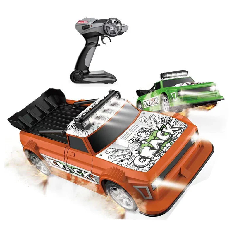 HKM-269843 1/16 Scale Four Wheel Drive Drift Remote Control Car with Replaceable Tires and Obstacles, Indoor-Outdoor Use