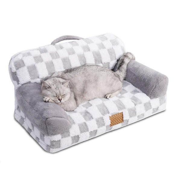 HKM-269843 Luxury Solid Color Jacquard Pattern Removable Fur Cover Machine Washable Pet Bed