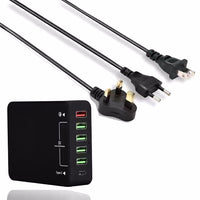 HKM-269907 Black Multi-Port USB Mobile Phone Charger - 8000mA Direct Charging, No Indication Function