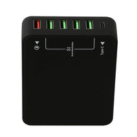 HKM-269907 Black Multi-Port USB Mobile Phone Charger - 8000mA Direct Charging, No Indication Function