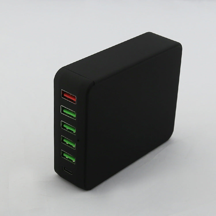 HKM-269907 Black Multi-Port USB Mobile Phone Charger - 8000mA Direct Charging, No Indication Function