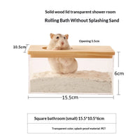 HKM-2699197 Transparent Hamster Bathroom Sandbox with Solid Wood Cover – Multi-Sized Options for Your Pet's Comfort