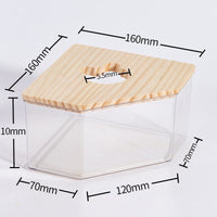 HKM-2699197 Transparent Hamster Bathroom Sandbox with Solid Wood Cover – Multi-Sized Options for Your Pet's Comfort