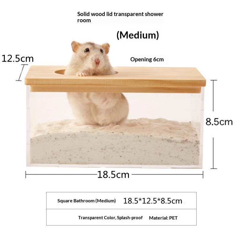HKM-2699197 Transparent Hamster Bathroom Sandbox with Solid Wood Cover – Multi-Sized Options for Your Pet's Comfort