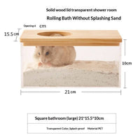 HKM-2699197 Transparent Hamster Bathroom Sandbox with Solid Wood Cover – Multi-Sized Options for Your Pet's Comfort