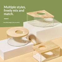 HKM-2699197 Transparent Hamster Bathroom Sandbox with Solid Wood Cover – Multi-Sized Options for Your Pet's Comfort