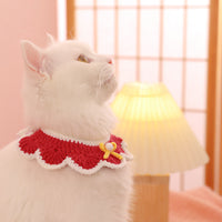 HKM-2699709 Braided Cotton Collar for Cats - Cozy Slobber Scarf with Geometric Pattern, Universal Fit
