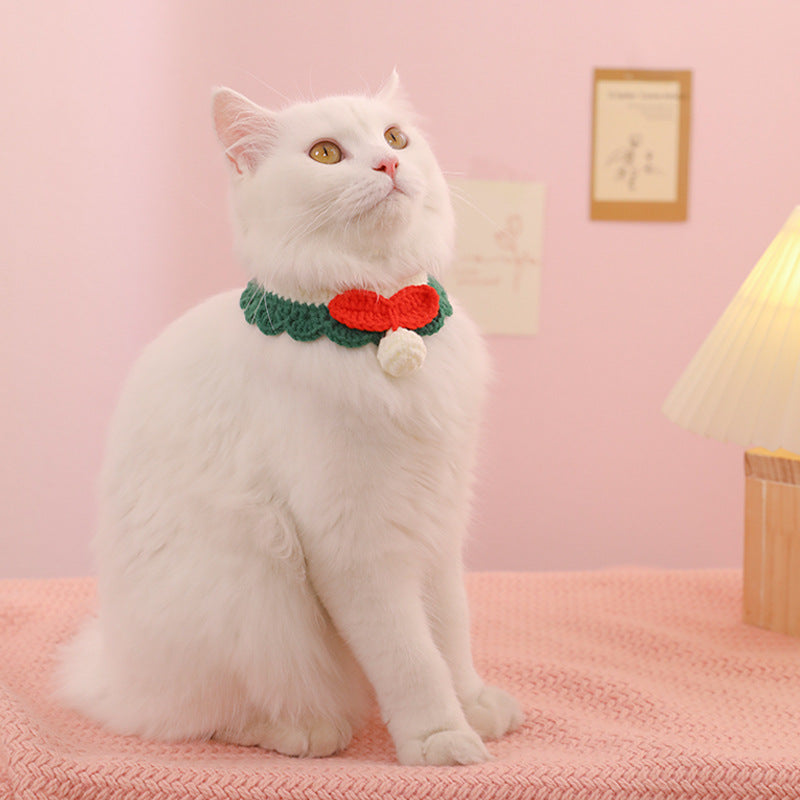 HKM-2699709 Braided Cotton Collar for Cats - Cozy Slobber Scarf with Geometric Pattern, Universal Fit