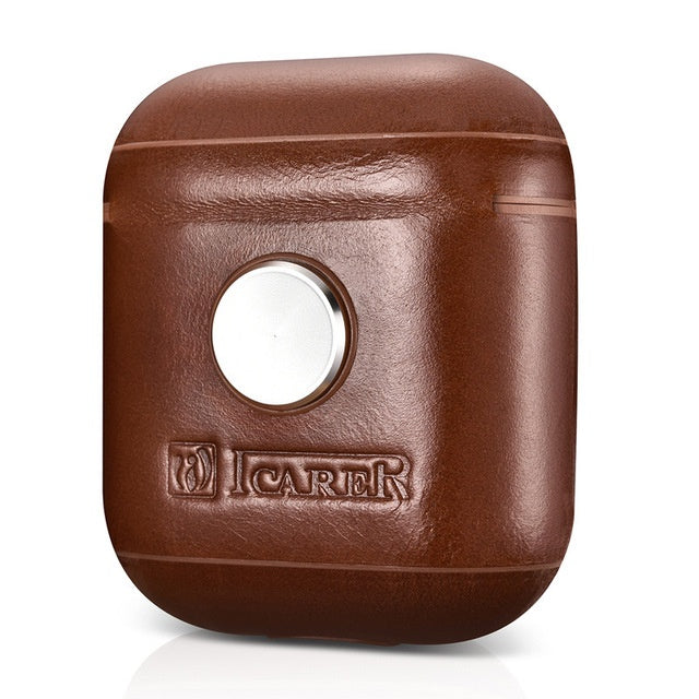 HKM-270035 Leather Protective Sleeve for Wireless Earphones – Shockproof and Fall-Proof Design, Compatible with iPhone Models