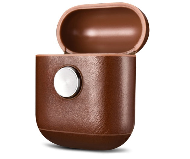 HKM-270035 Leather Protective Sleeve for Wireless Earphones – Shockproof and Fall-Proof Design, Compatible with iPhone Models