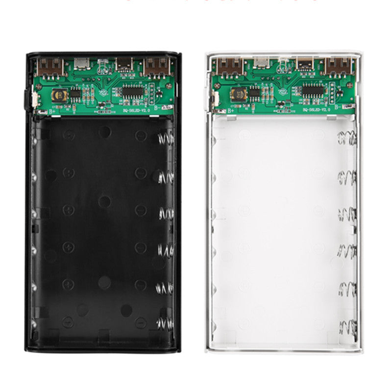 HKM-270227 Battery Charging Box with LCD Display for 6x18650 Lithium Batteries - Dual USB & Type-C Ports - Durable Plastic Housing