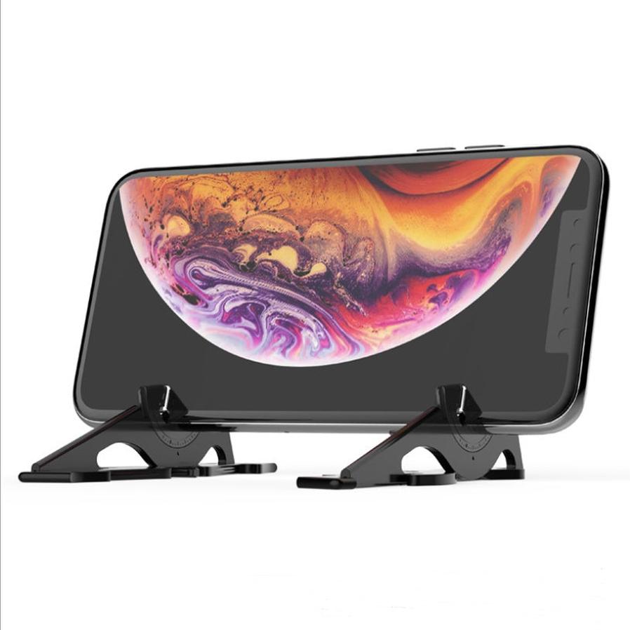 HKM-270227 Universal Lazy Bracket Mobile Phone Holder - Black Plastic Desktop Accessory