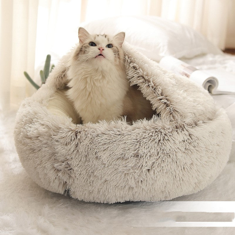 HKM-2703549 Cozy Plush Shell Nest for Cats and Dogs - Warm PP Cotton, 50cm Diameter