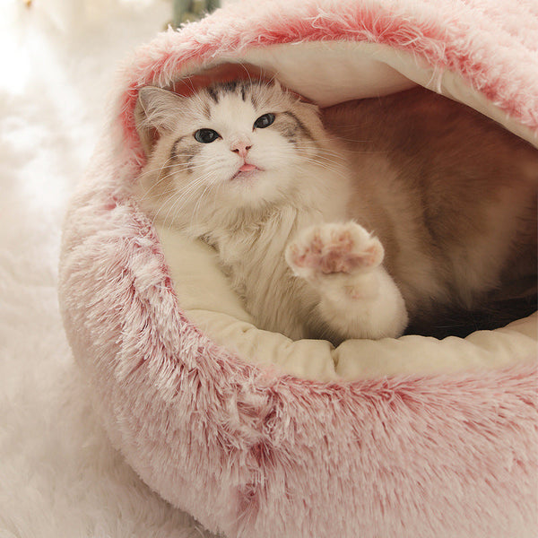 HKM-2703549 Cozy Plush Shell Nest for Cats and Dogs - Warm PP Cotton, 50cm Diameter