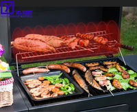 HKM-270355 Stainless Steel Charcoal Grill with Trolley - Outdoor BBQ Table Grill