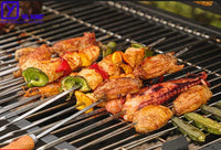 HKM-270355 Stainless Steel Charcoal Grill with Trolley - Outdoor BBQ Table Grill