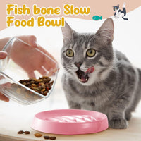HKM-2703677 Fishbone Slow Feeder Bowl for Cats and Dogs ¨C Anti-Gulping Interactive Pet Dish
