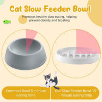 HKM-2703677 Fishbone Slow Feeder Bowl for Cats and Dogs ¨C Anti-Gulping Interactive Pet Dish