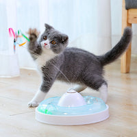 HKM-2704317 Cat Turntable with Butterfly Toy - Fun Interactive Cat Stick, 23.5cm Diameter, 7.5cm Height, PP Material