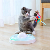 HKM-2704317 Cat Turntable with Butterfly Toy - Fun Interactive Cat Stick, 23.5cm Diameter, 7.5cm Height, PP Material