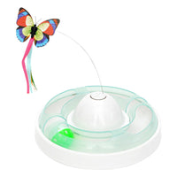 HKM-2704317 Cat Turntable with Butterfly Toy - Fun Interactive Cat Stick, 23.5cm Diameter, 7.5cm Height, PP Material