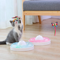 HKM-2704317 Cat Turntable with Butterfly Toy - Fun Interactive Cat Stick, 23.5cm Diameter, 7.5cm Height, PP Material