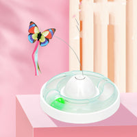 HKM-2704317 Cat Turntable with Butterfly Toy - Fun Interactive Cat Stick, 23.5cm Diameter, 7.5cm Height, PP Material
