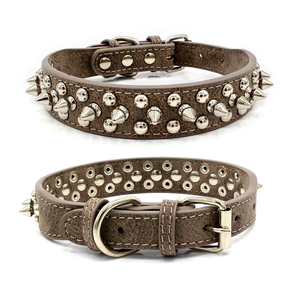 HKM-2705469 Rivet Adjustable PU Pet Collar - Multiple Sizes for Comfort and Fit