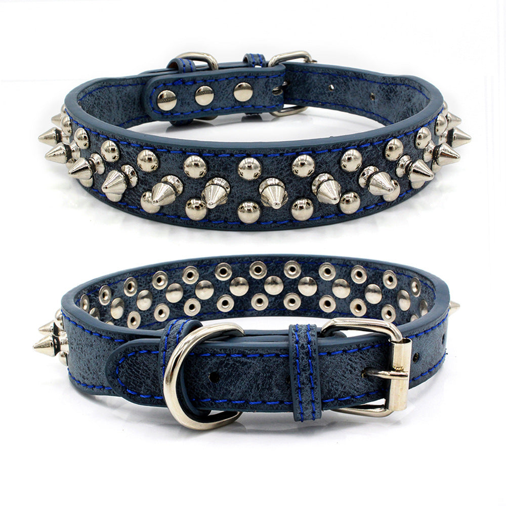 HKM-2705469 Rivet Adjustable PU Pet Collar - Multiple Sizes for Comfort and Fit