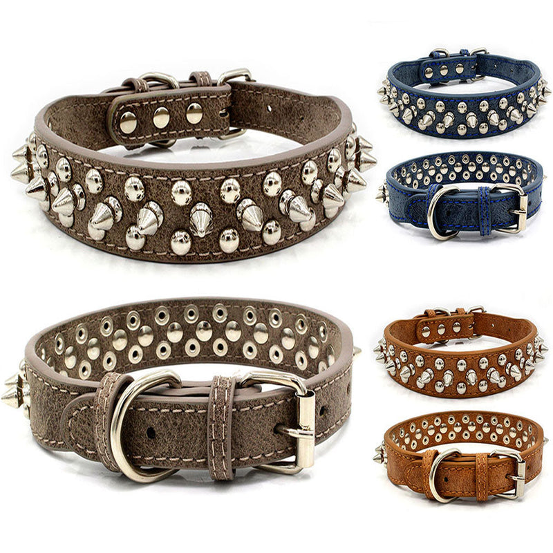 HKM-2705469 Rivet Adjustable PU Pet Collar - Multiple Sizes for Comfort and Fit