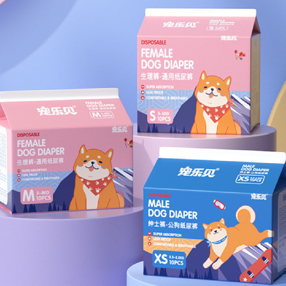 HKM-270675 Disposable Dog & Cat Urinary Diapers - Absorbent Physiological Pants (10 Pack)