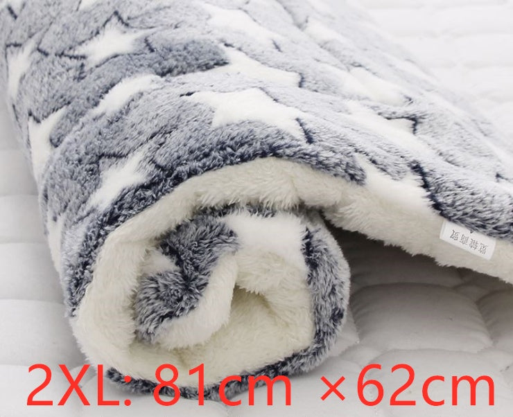 HKM-2707517 Cozy Flannel & Berber Fleece Pet Dog Cat Kennel Mat Blanket - Multiple Sizes Available