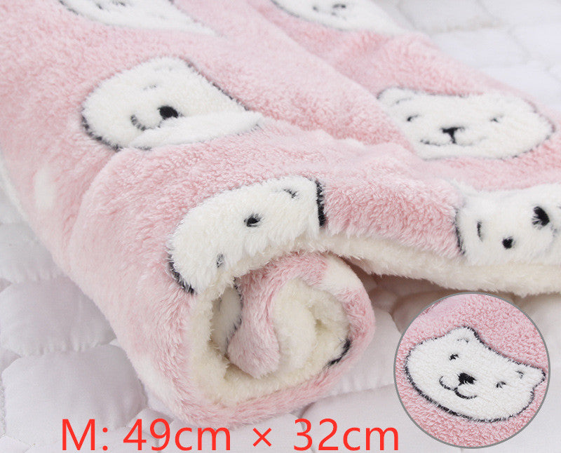 HKM-2707517 Cozy Flannel & Berber Fleece Pet Dog Cat Kennel Mat Blanket - Multiple Sizes Available
