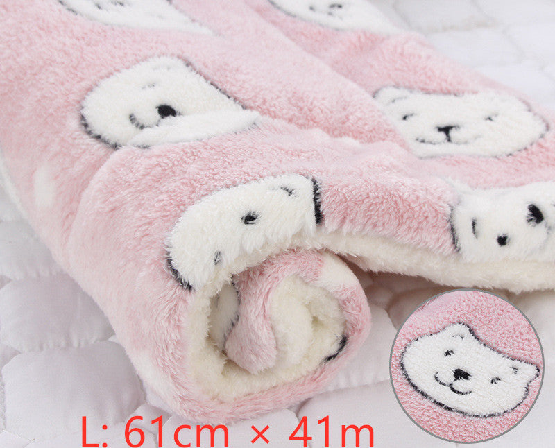 HKM-2707517 Cozy Flannel & Berber Fleece Pet Dog Cat Kennel Mat Blanket - Multiple Sizes Available
