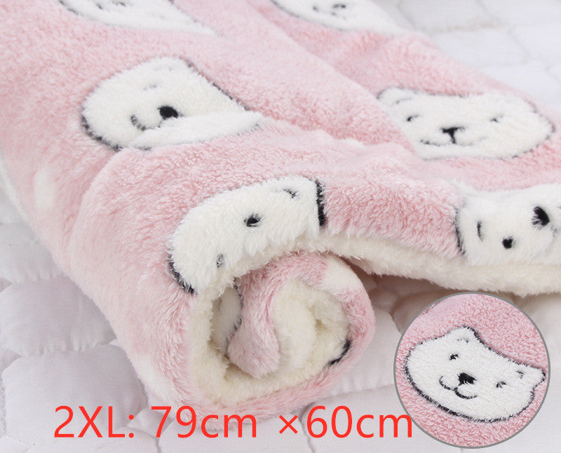 HKM-2707517 Cozy Flannel & Berber Fleece Pet Dog Cat Kennel Mat Blanket - Multiple Sizes Available