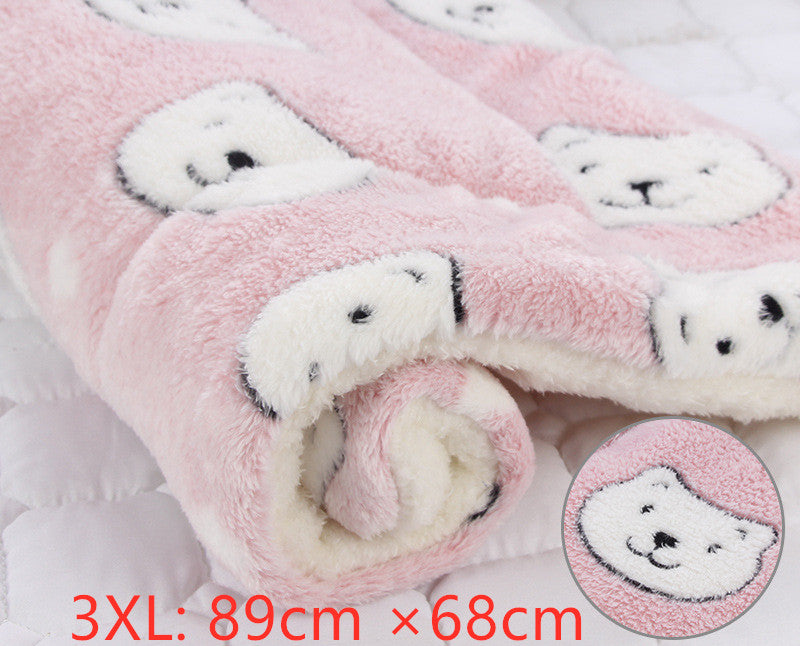 HKM-2707517 Cozy Flannel & Berber Fleece Pet Dog Cat Kennel Mat Blanket - Multiple Sizes Available