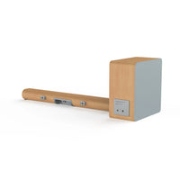 HKM-270995 2.1 Channel Wall Mount Soundbar with Wireless Subwoofer and Wooden Speaker Design