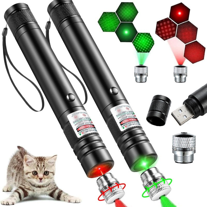 HKM-2710077 Rechargeable Infrared Laser Pointer with Four-Pattern Starry-Sky Head for Cats