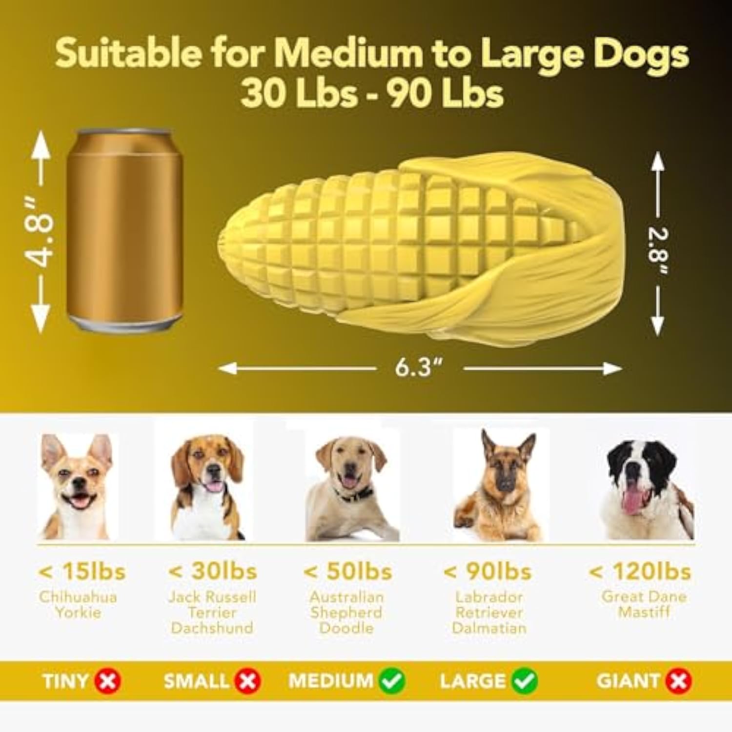 HKM-2710717 Durable Squeaky Dog Chew Toy for Aggressive Chewers - Interactive Corn Stick Design for Medium and Large Breeds